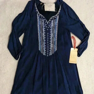 California MoonRise Dress Cold Shoulder Embroider Boho Blue Size XS New With Tag